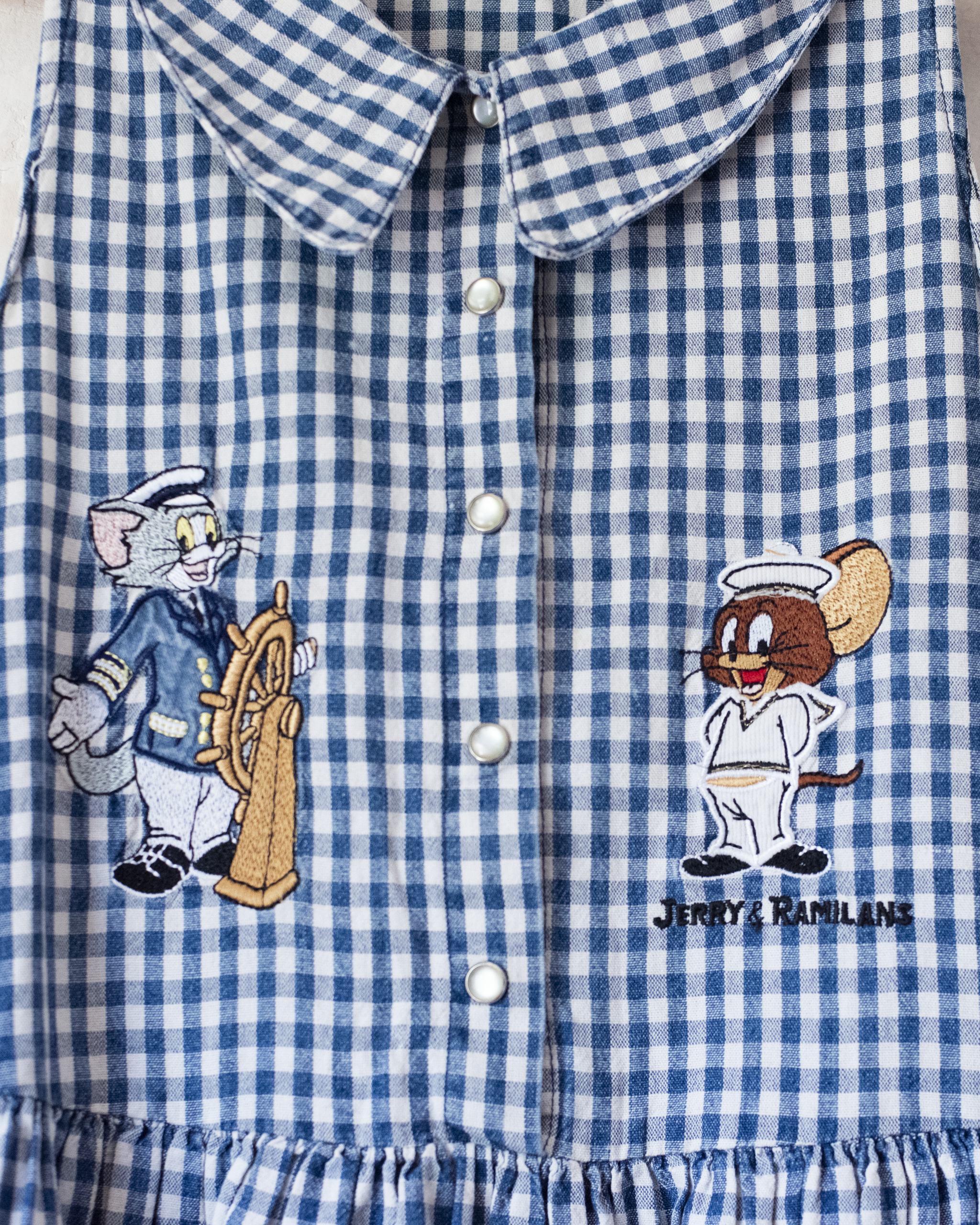 Checked dress with Tom and Jerry embroidery | Ages 10-12