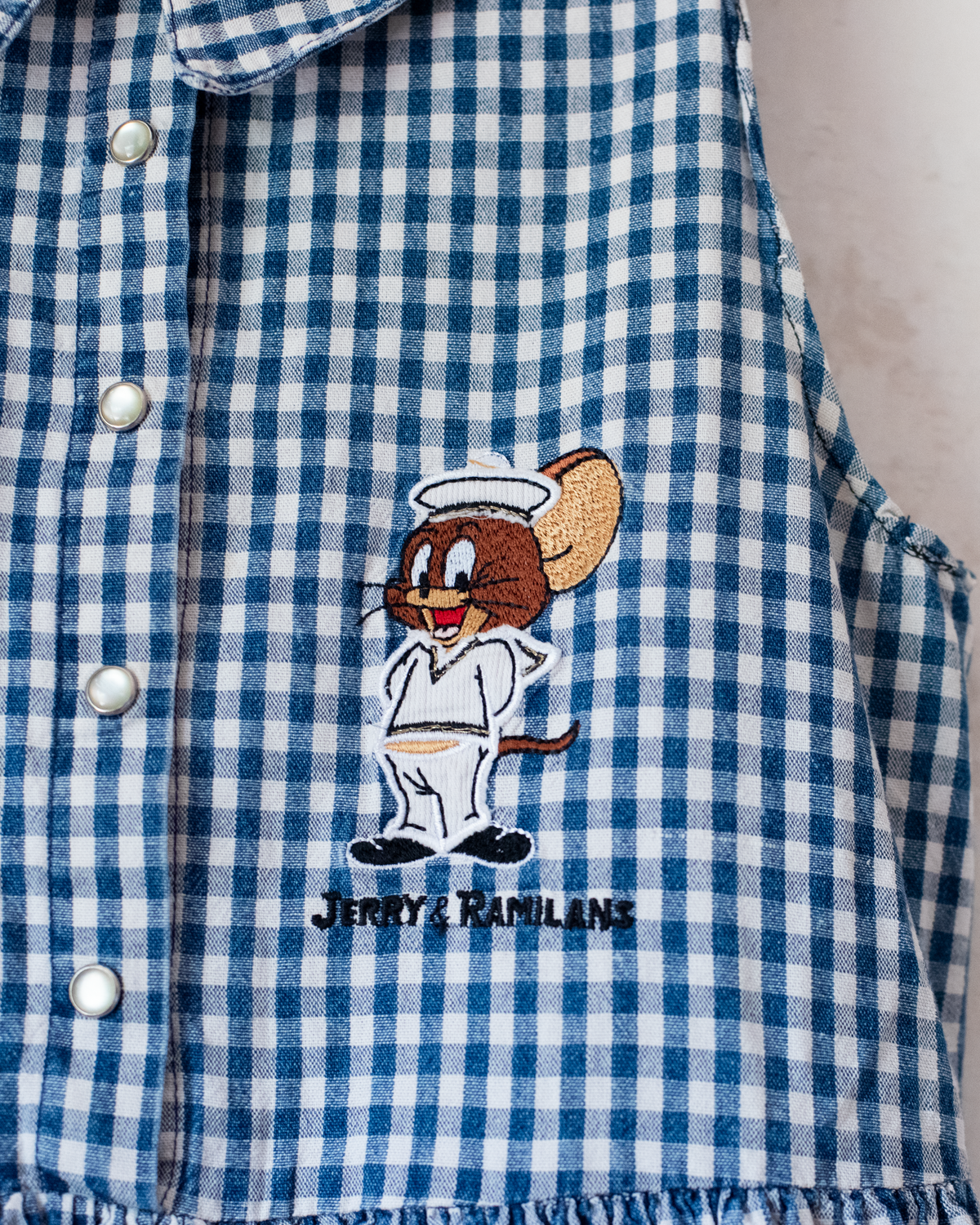 Checked dress with Tom and Jerry embroidery | Ages 10-12