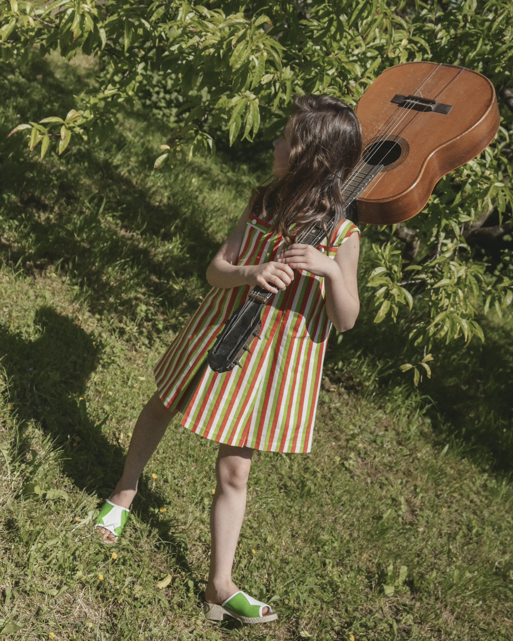שמלה עם פסים צבעוניים | דד סטוק צרפתי מהסבנטיז | 5-6 שנים