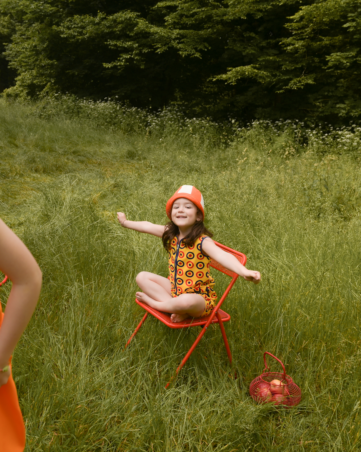 Yellow dress with circles | French deadstock from the 70s | 6-7 years