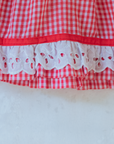 שמלת משבצות באדום לבן עם צווארון רקום | 4-5 שנים