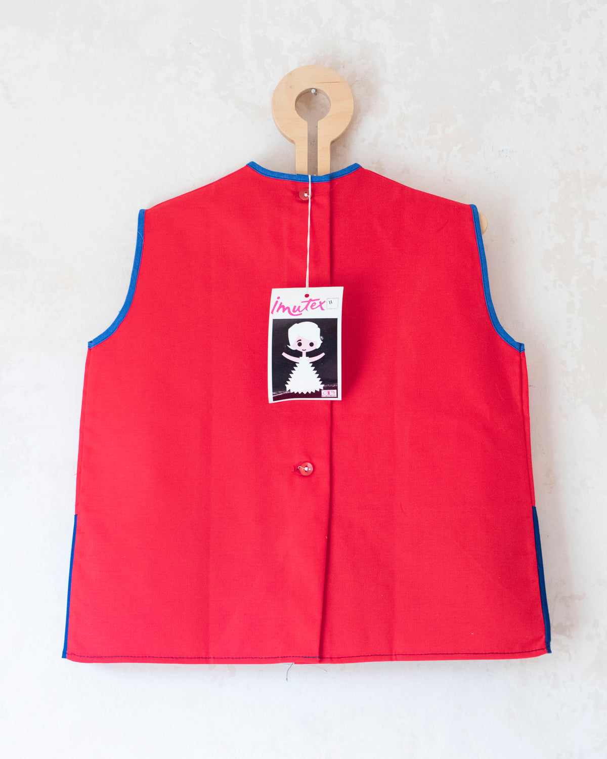 Red dress with cat | Deadstock from the Sixties | 9-12 months 