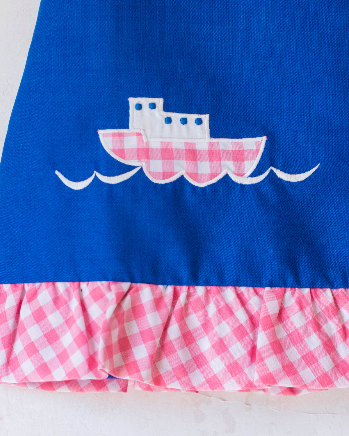 Blue dress with a ship | Deadstock from the Sixties | 9-12 months 