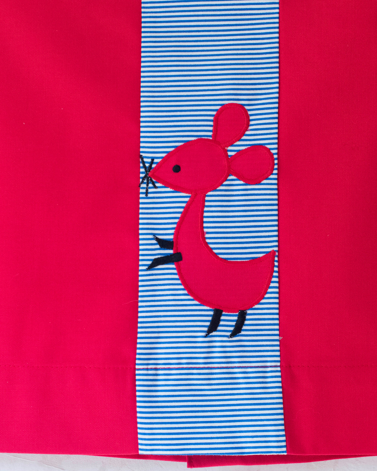 Red dress with mouse | Deadstock from the Sixties | 9-12 months