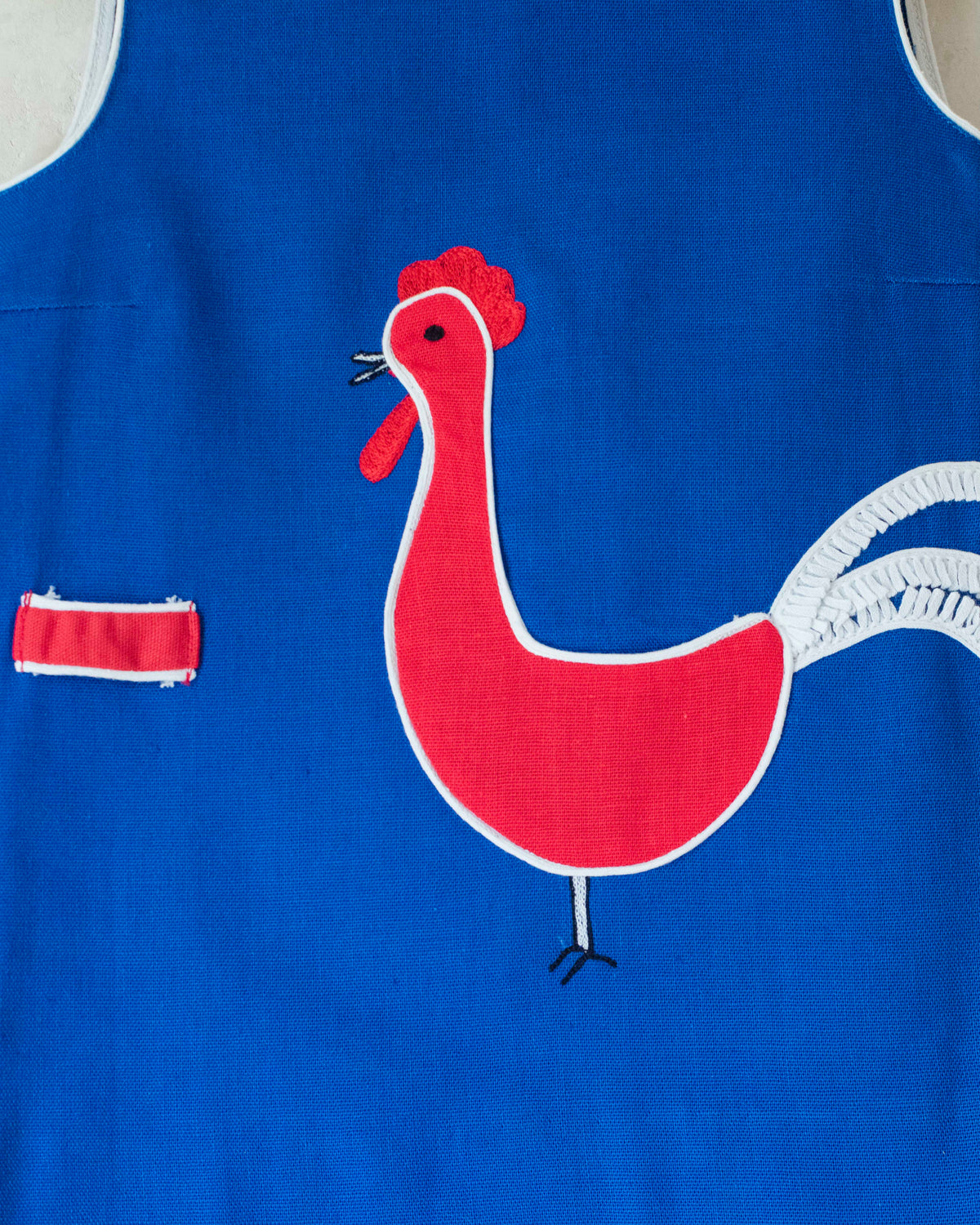 Blue dress with rooster | Deadstock from the Sixties | 9-12 months 