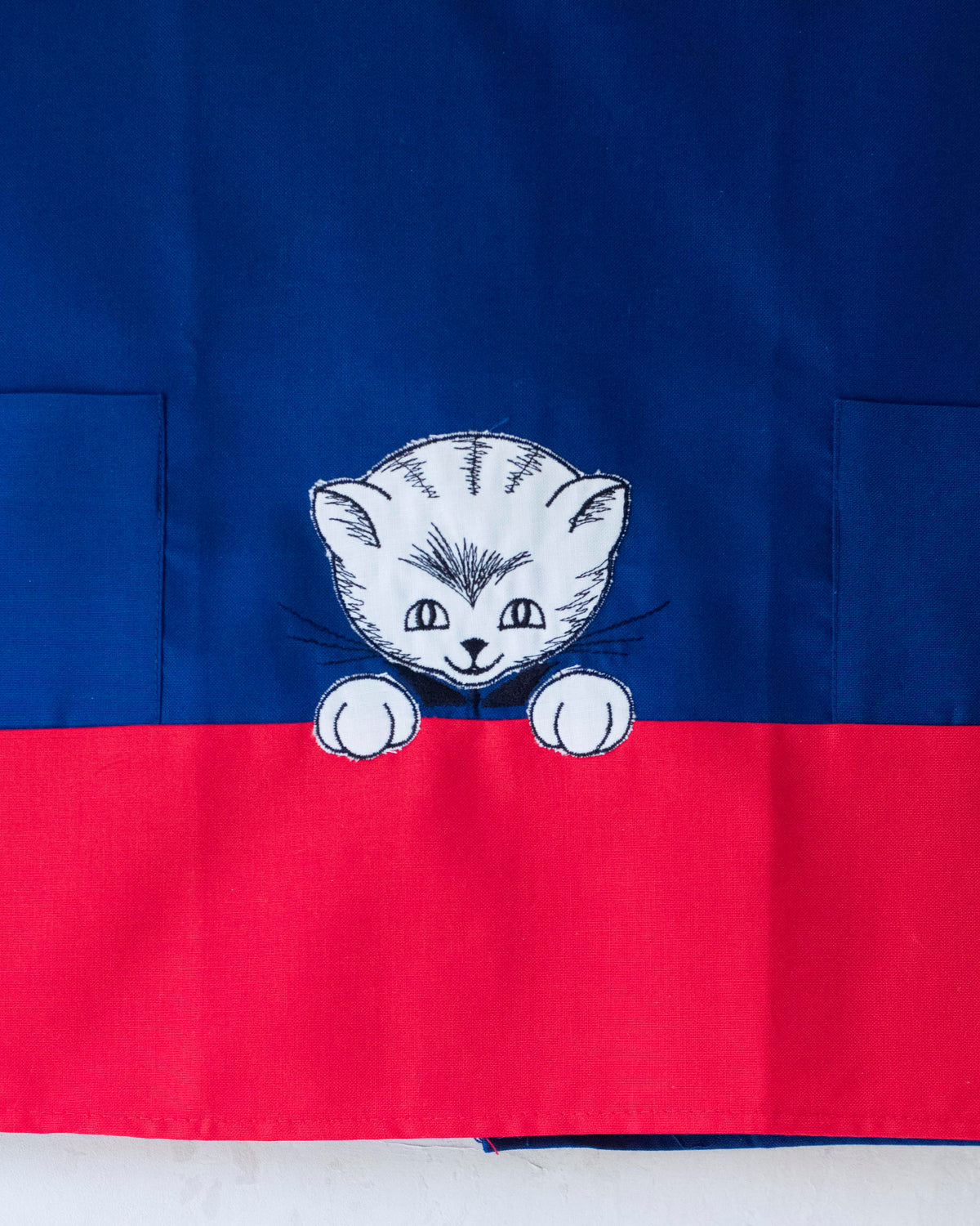 Blue dress with cat | Deadstock from the Sixties | 9-12 months 