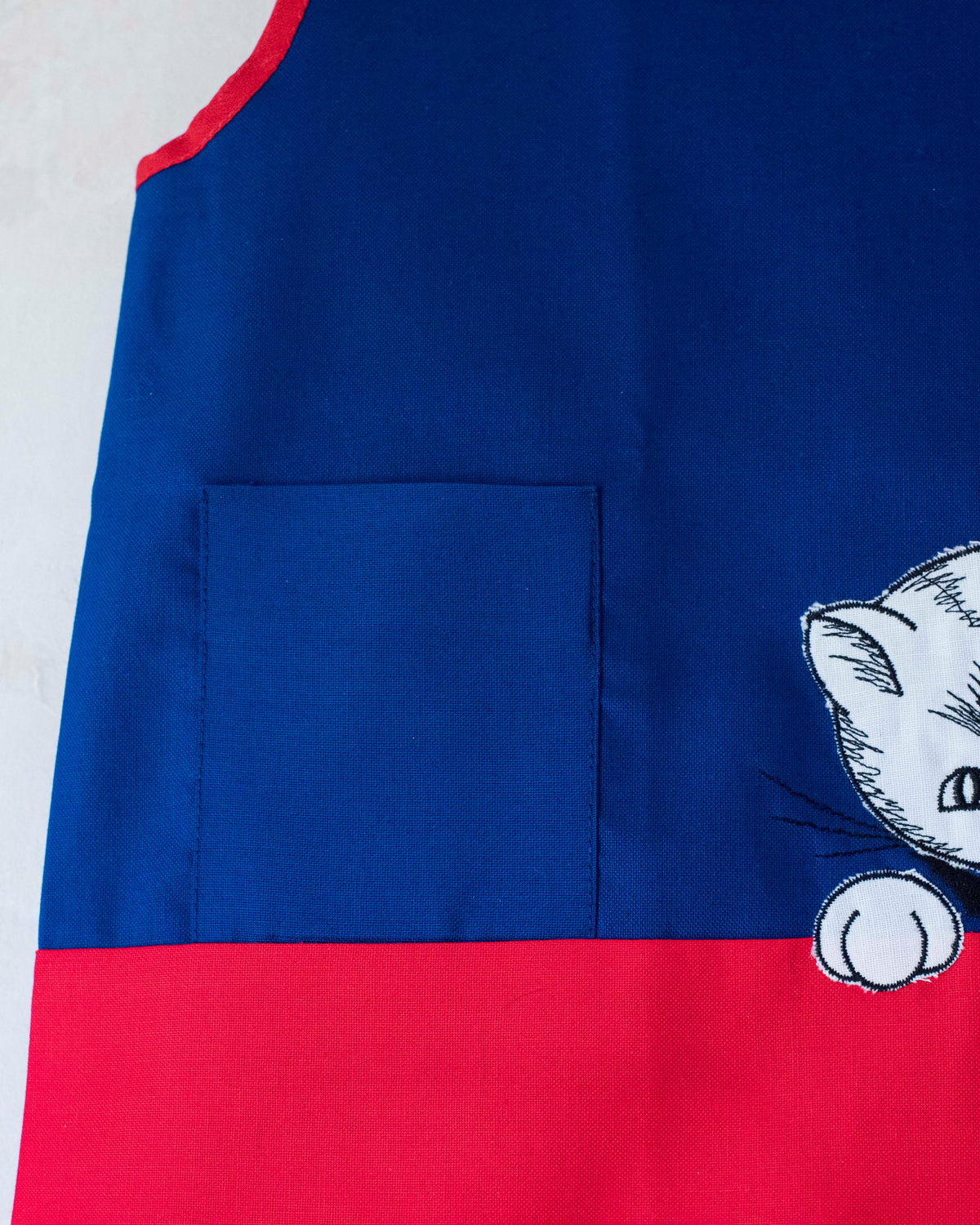 Blue dress with cat | Deadstock from the Sixties | 9-12 months 