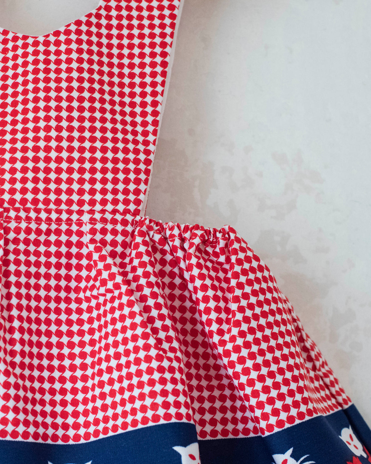 Plaid sarafan with cats | Deadstock from the Sixties | 9-12 months
