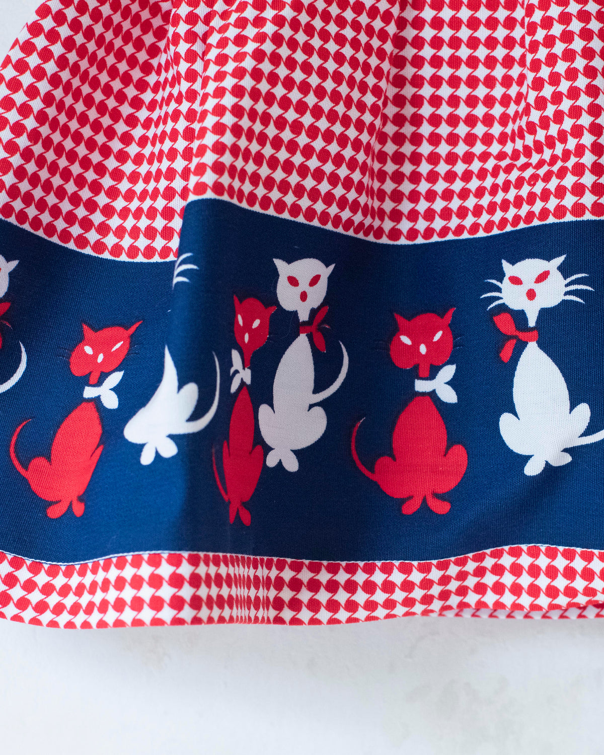 Plaid sarafan with cats | Deadstock from the Sixties | 9-12 months