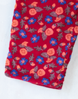מכנסים ארוכים מקורדרוי אדום עם פרחים | 4-5 שנים