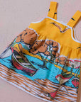 שמלה צהובה עם ציור של סירה | 9-12 חודשים