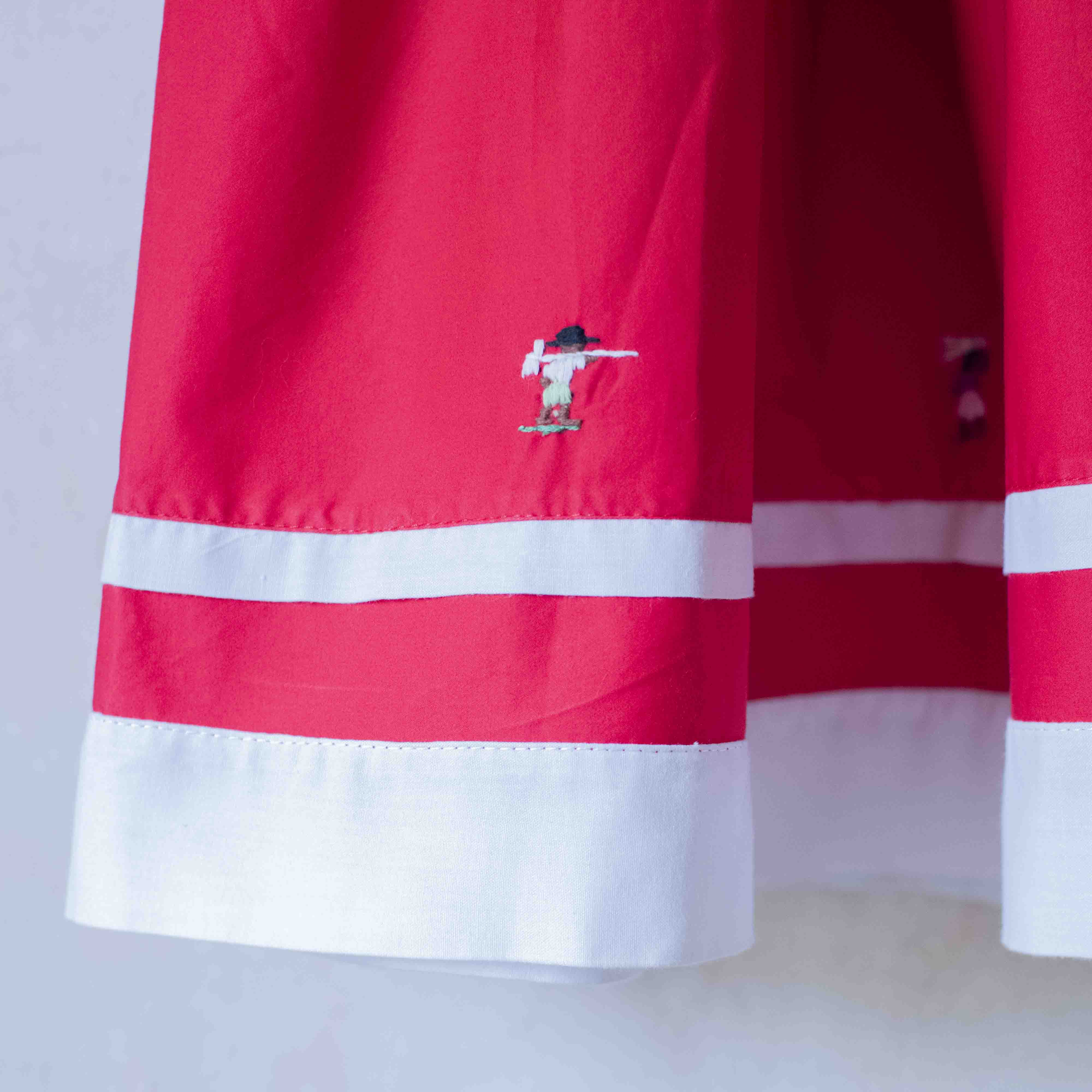 שמלה אדומה עם רקמות פועלים בגזרה מרהיבה | 6-7 שנים