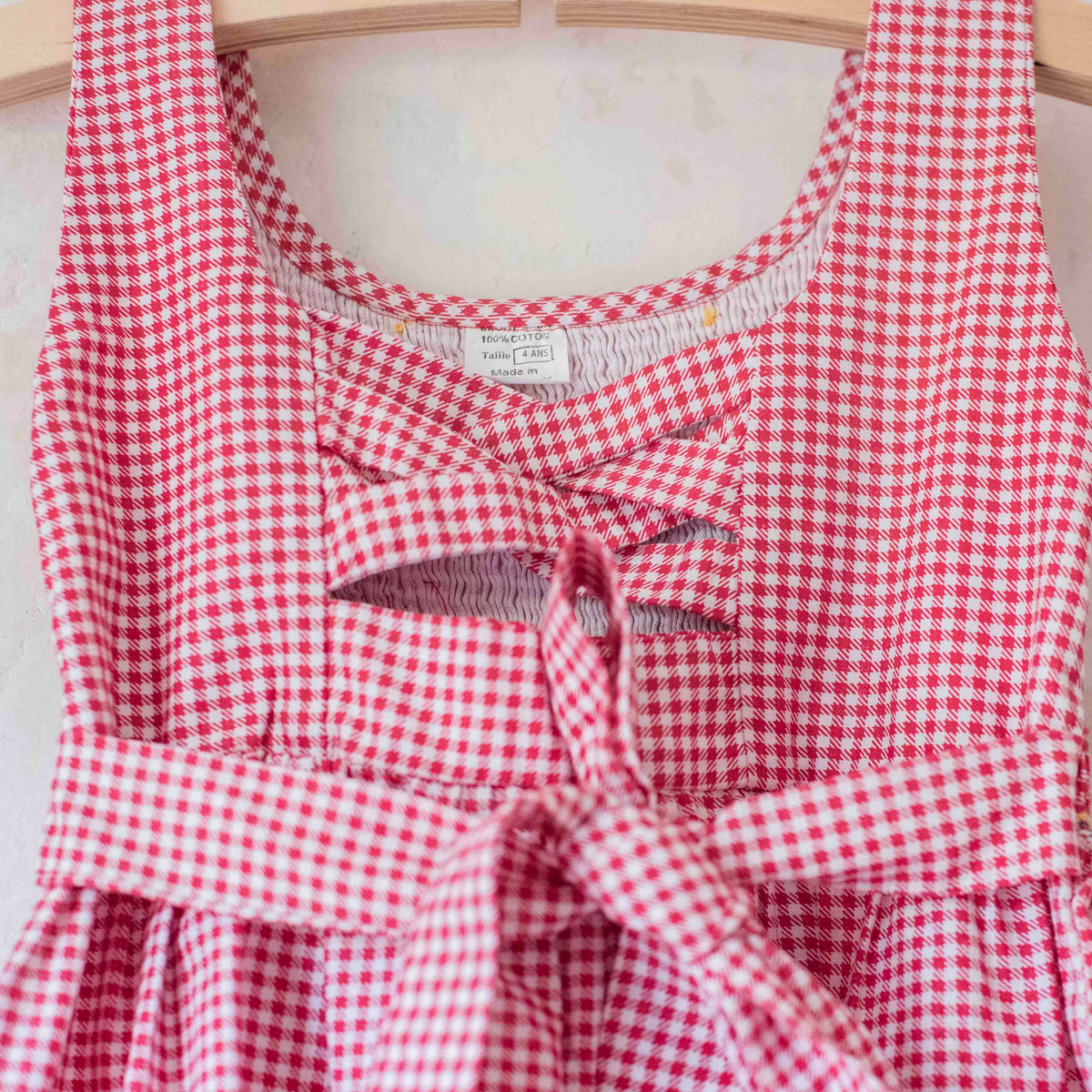 Checkered dress with floral embroidery | 4-5 years