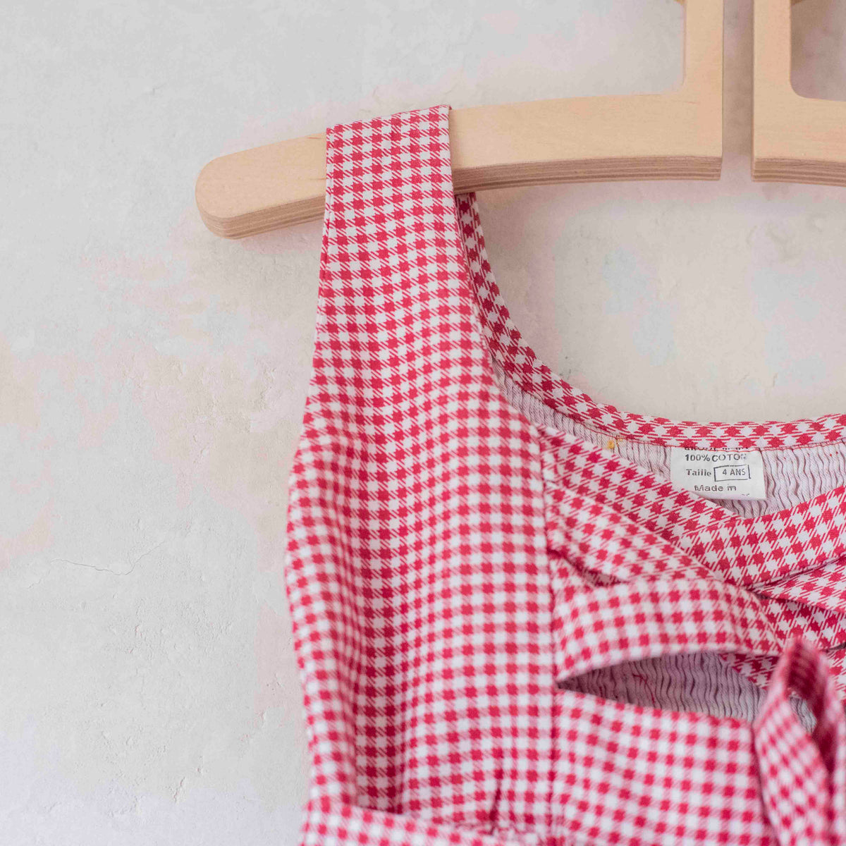 Checkered dress with floral embroidery | 4-5 years