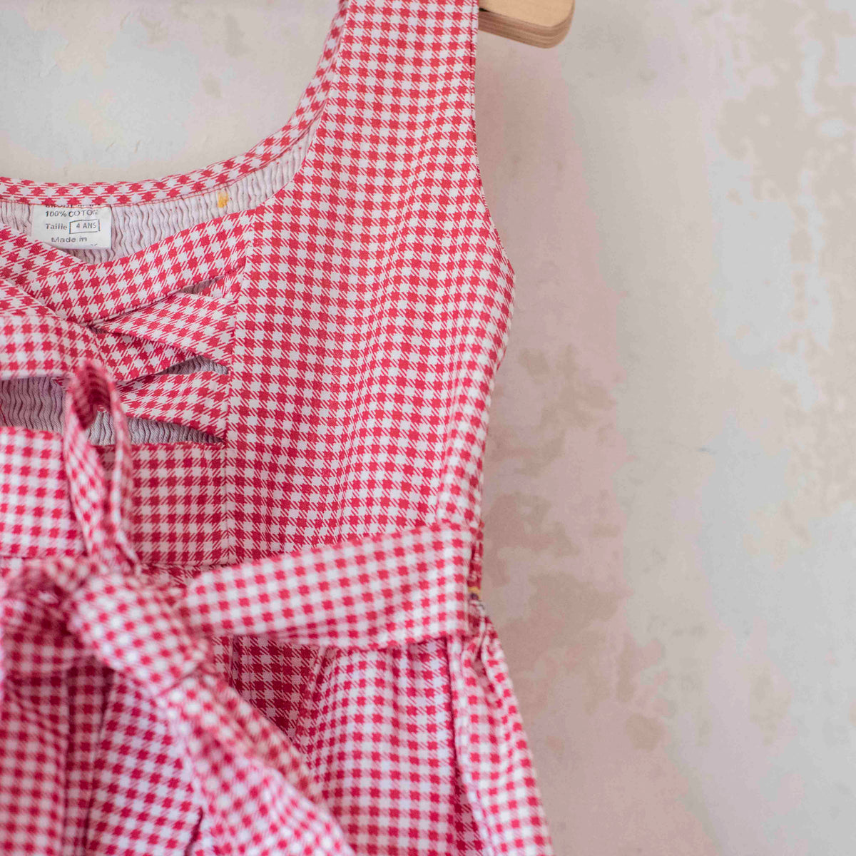 Checkered dress with floral embroidery | 4-5 years