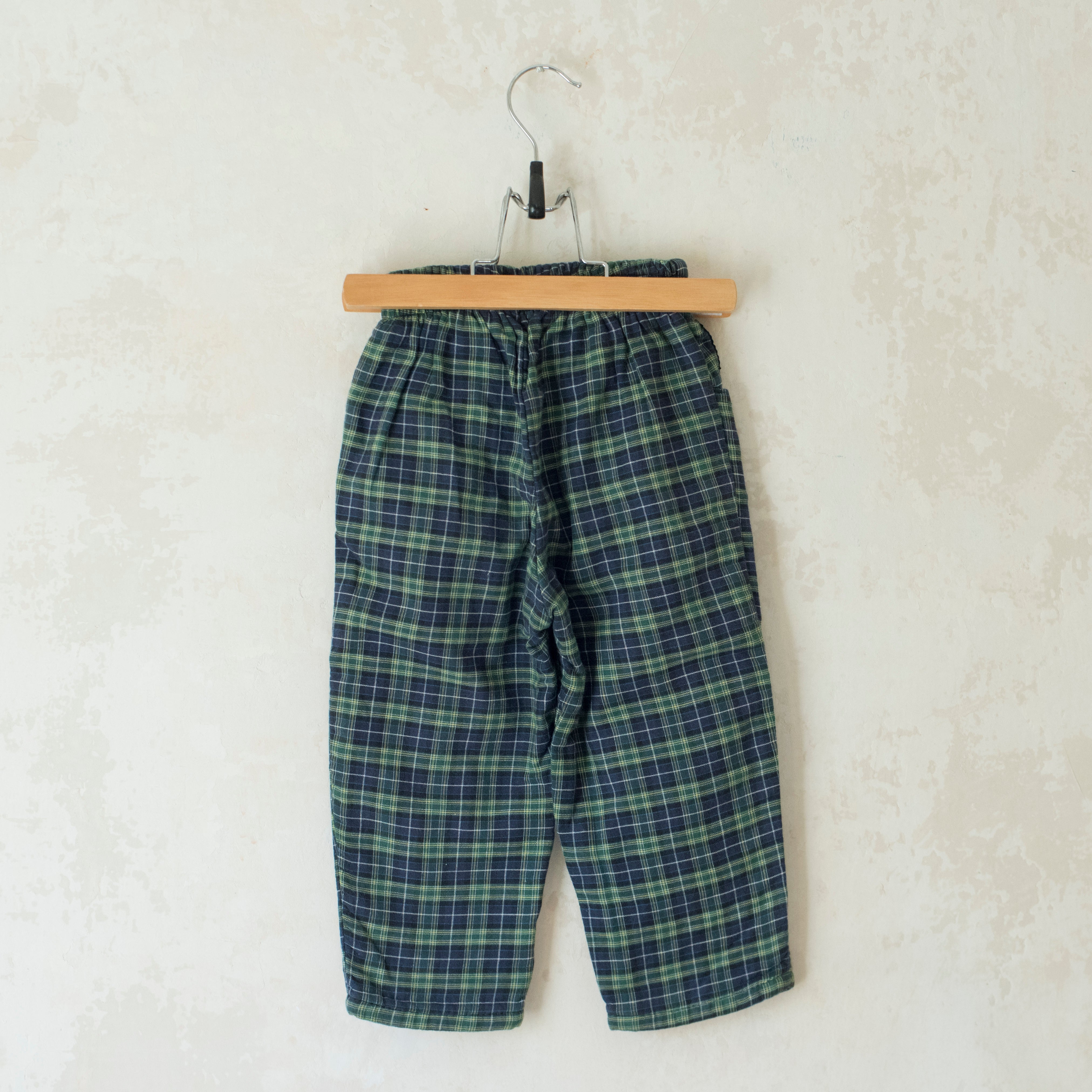 מכנסי וינטג׳ משובצות כחול ירוק - oda-paam.com