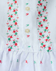 שמלה לבנה מושלמת עם רקמות בירוק ואדום | 18-24 חודשים