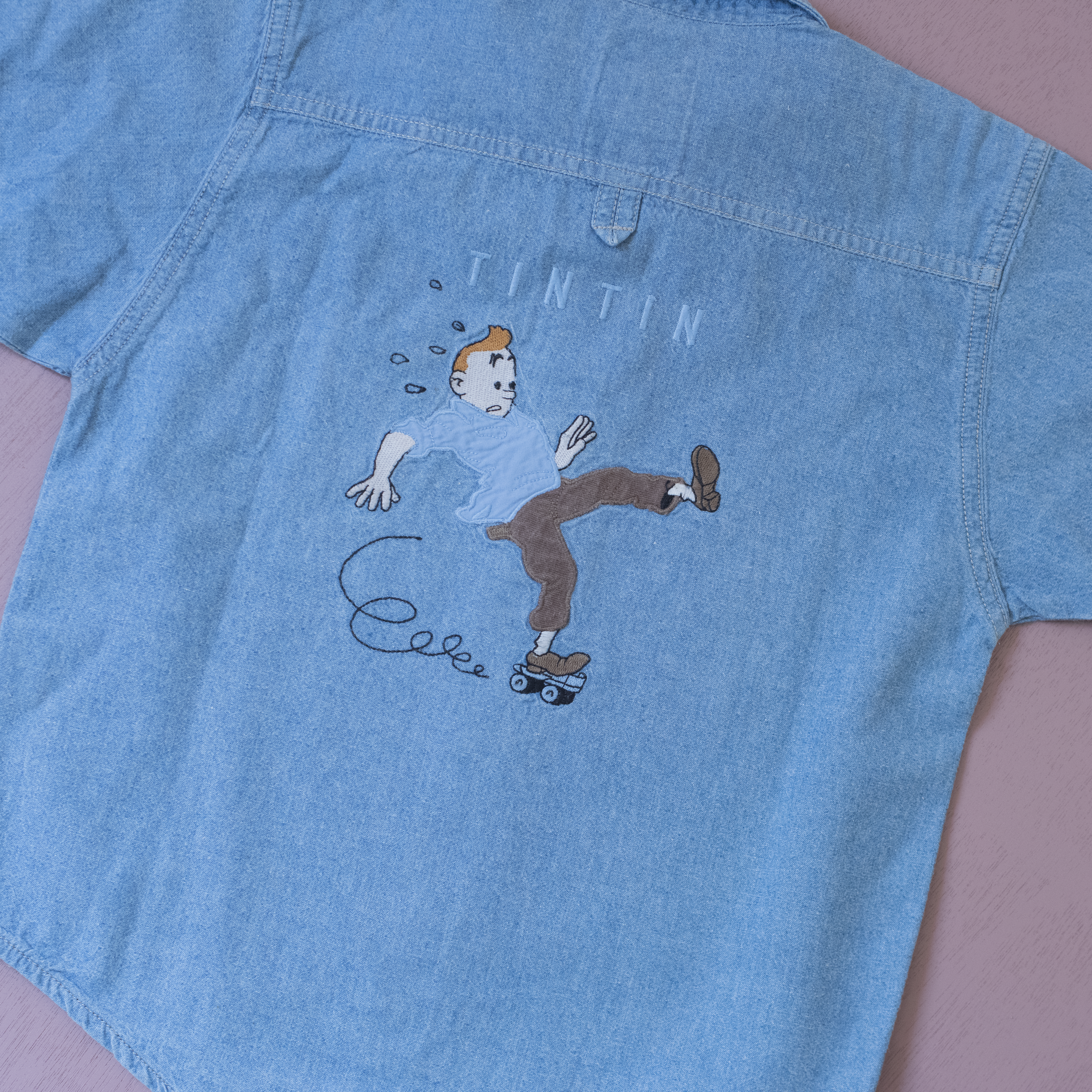 חולצת ג׳ינס קצרה עם טינטין | 6-7 שנים