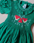 שמלה ירוקה עם רקמת פעמונים | 2-3 שנים