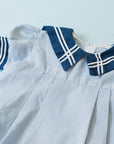 שמלה בצבע תכלת עם צווארון כחול גדול - oda-paam.com