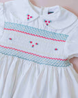 שמלת כותנה לבנה עם רקמות פרחים | 4-5 שנים