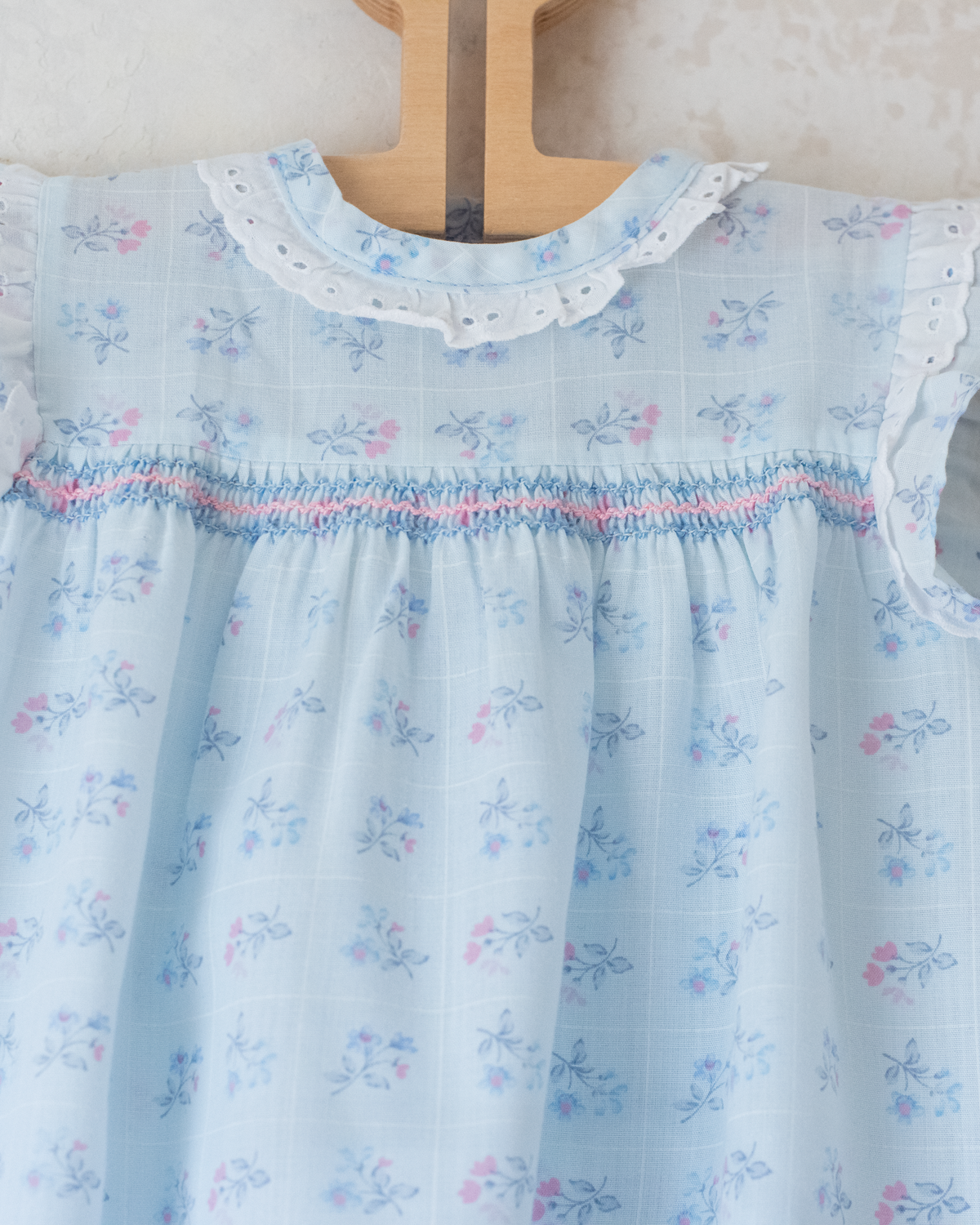 Pastel dress with checks and flowers | 9-12 months