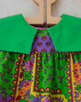 שמלת טלאים יפיפייה עם פרחים וצווארון ירוק | 3-4 שנים