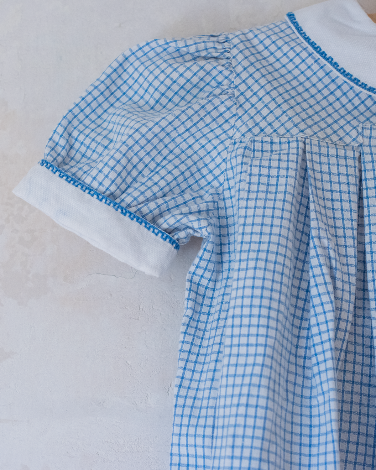 Light blue and white plaid romper | 12-18 months
