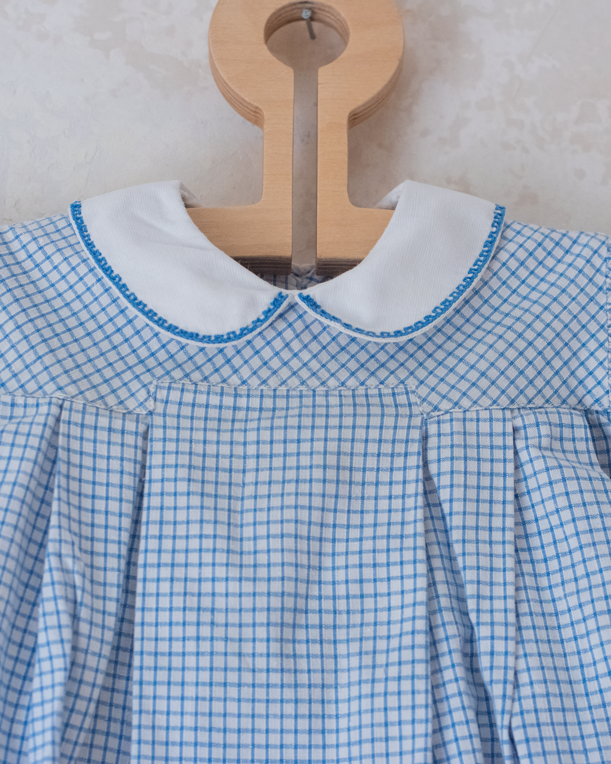 Light blue and white plaid romper | 12-18 months