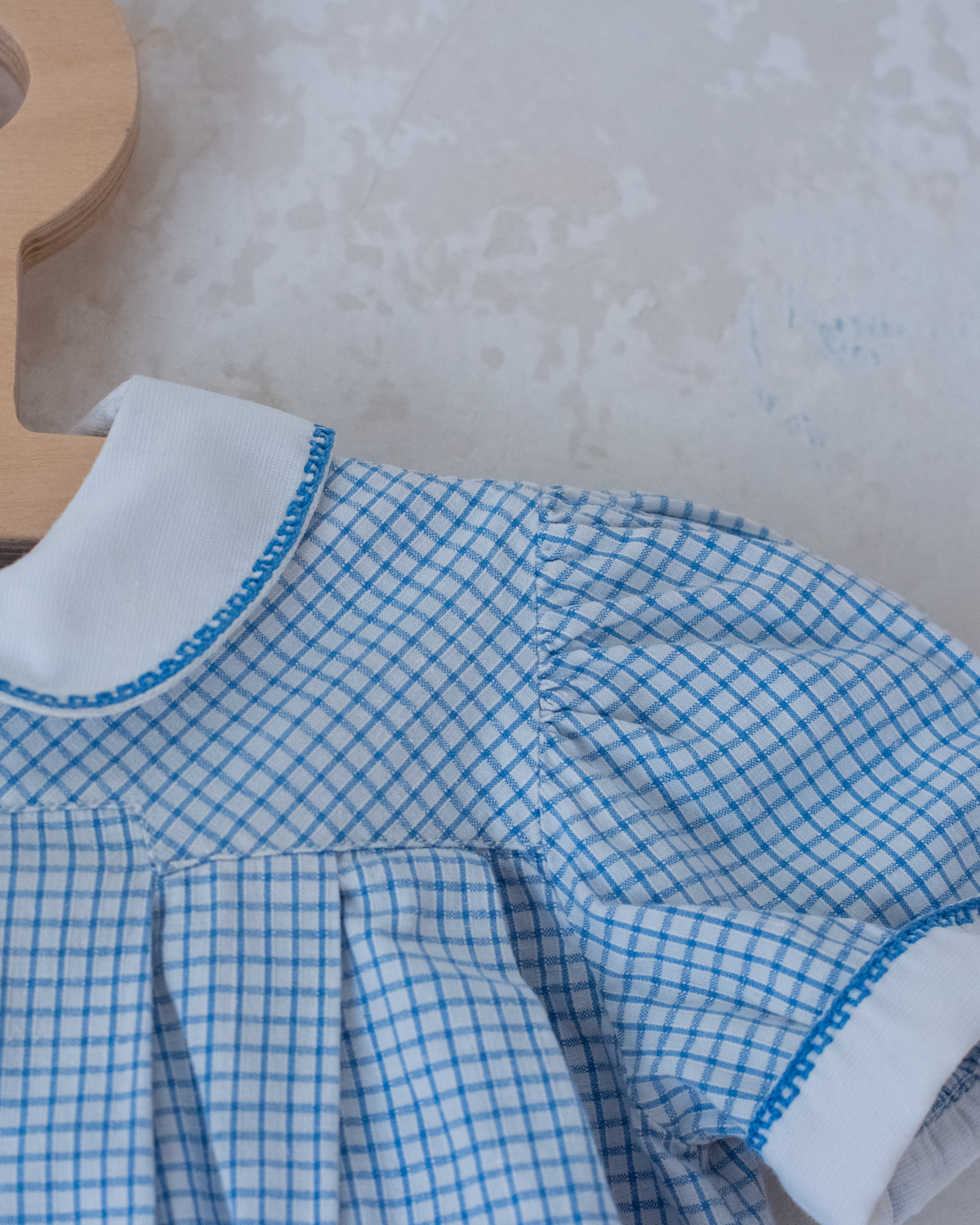 Light blue and white plaid romper | 12-18 months