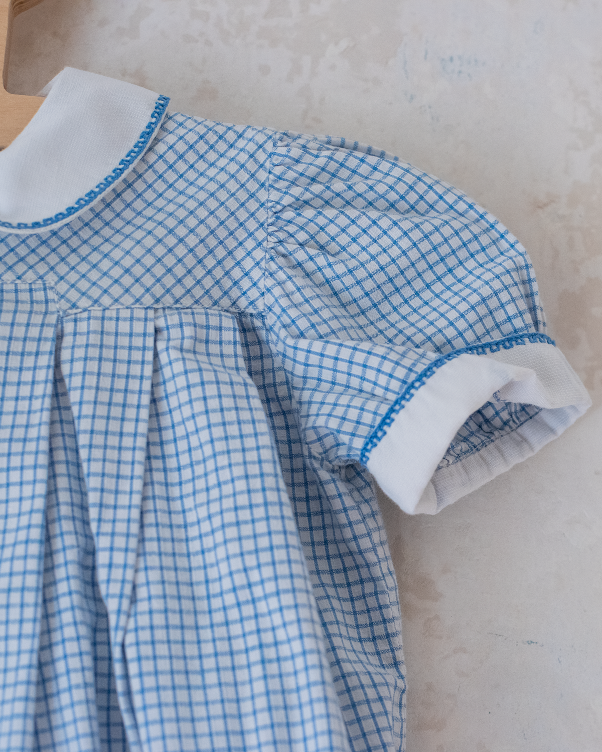 Light blue and white plaid romper | 12-18 months