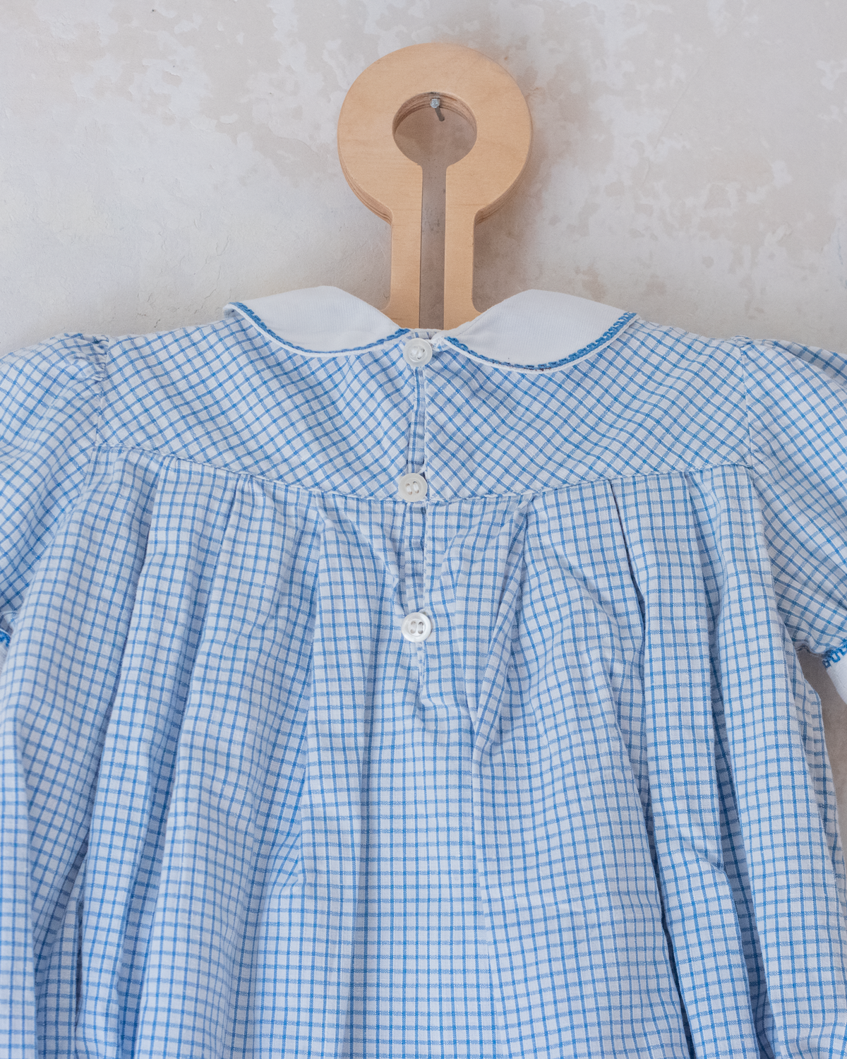 Light blue and white plaid romper | 12-18 months