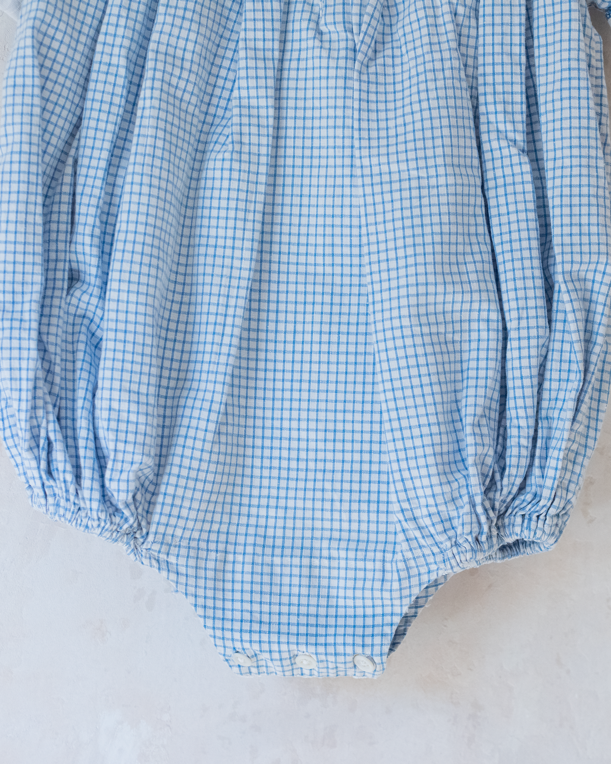 Light blue and white plaid romper | 12-18 months