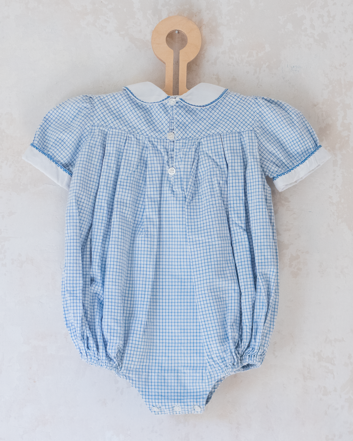 Light blue and white plaid romper | 12-18 months