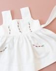 שמלה לבנה עם רקמות פרחים | 3-6 חודשים